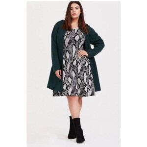 Torrid Black Snakeskin Print Goth Sweater-Knit Trapeze Dress Size 1